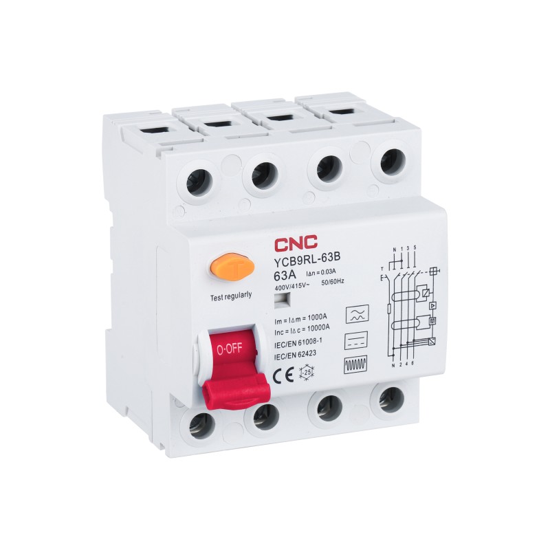YCB9RL-63B 16А 3P+<wbr>N 6кА 30мА B (электромагнитный)