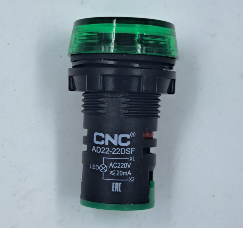 Индикатор 22мм AD22-22DS F G AC 220В зеленый IP65