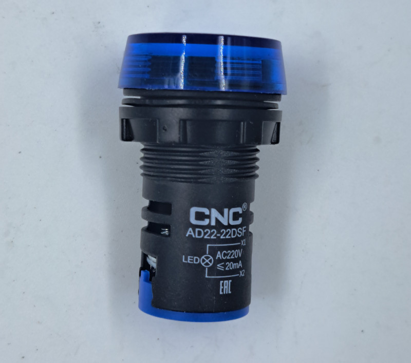 Индикатор 22мм AD22-22DS F B AC 220В синий IP65