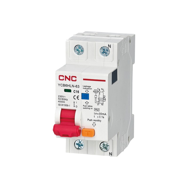 YCB6HLN-63 20А 1P+<wbr>N 30мА 4,5кА C (электрон.)